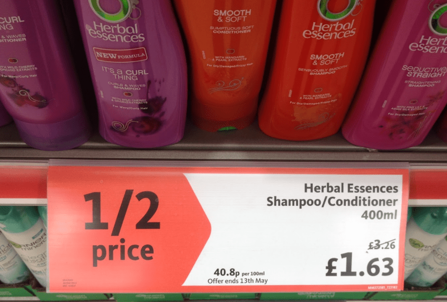 Supermarket shelf category pricing label tag font size