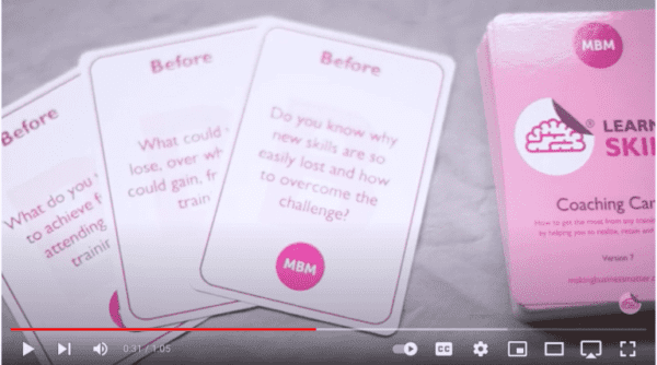 Screenshot of MBM video on Learning Skills coaching cards