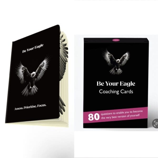 Be Your Eagle Daily Planner next to a pack of Be Your Eagle coaching cards pack