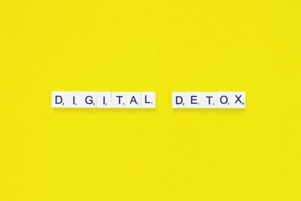 digital detox on yellow background