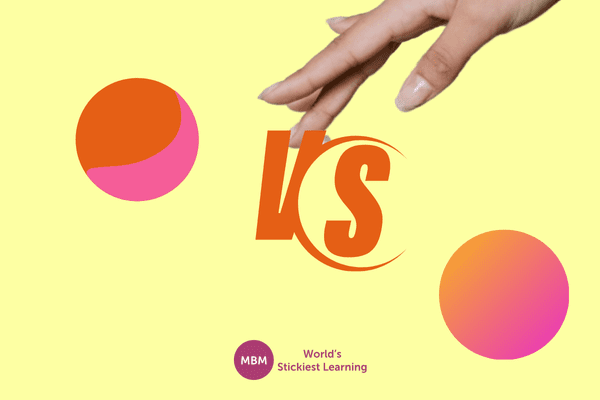 Hand touching a versus icon with two circles