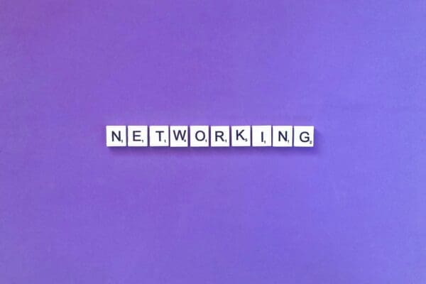 Networking spelled on purple background